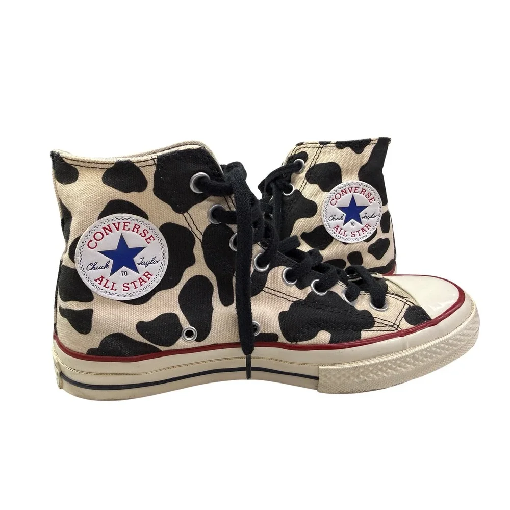 Converse Chuck 70 Hi Cow Print Black White Sneakers 165504C Womens 8.5 Mens 6.5